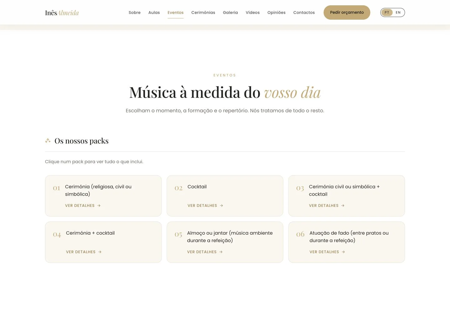 Serviços da Inês Almeida organizados por ocasião